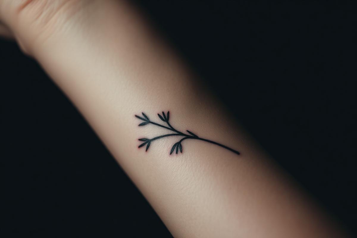 Blütenzweig, Fineline, tätowiert von untitled.tattoo